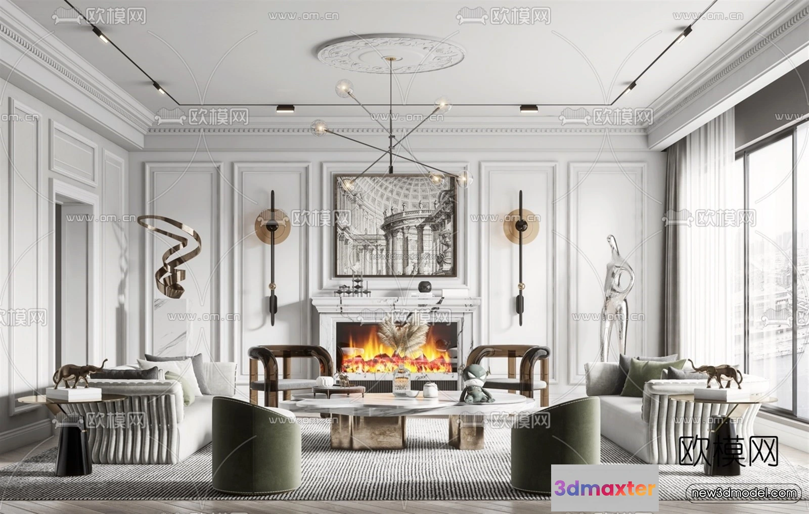 1581222 - Europe Style Interior 3D Blocks - Living Room 3D Model - 170 3D Max