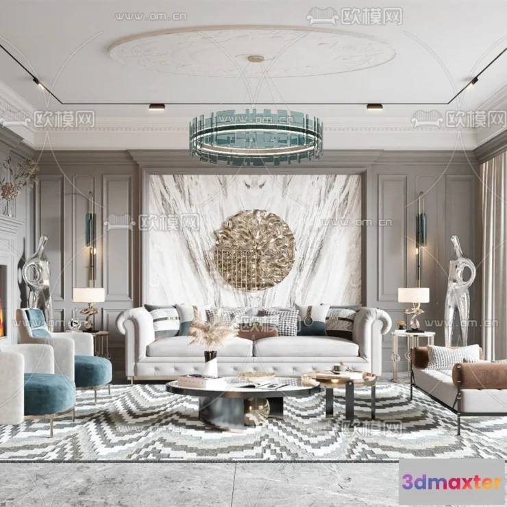 1581228 - Europe Style Interior 3D Blocks - Living Room 3D Model - 173 3D Max