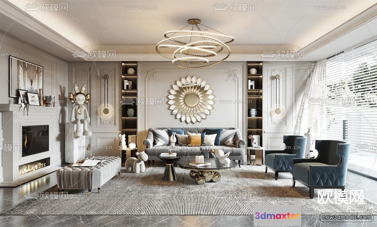 1581238 - Europe Style Interior 3D Blocks - Living Room 3D Model - 178 3D Max