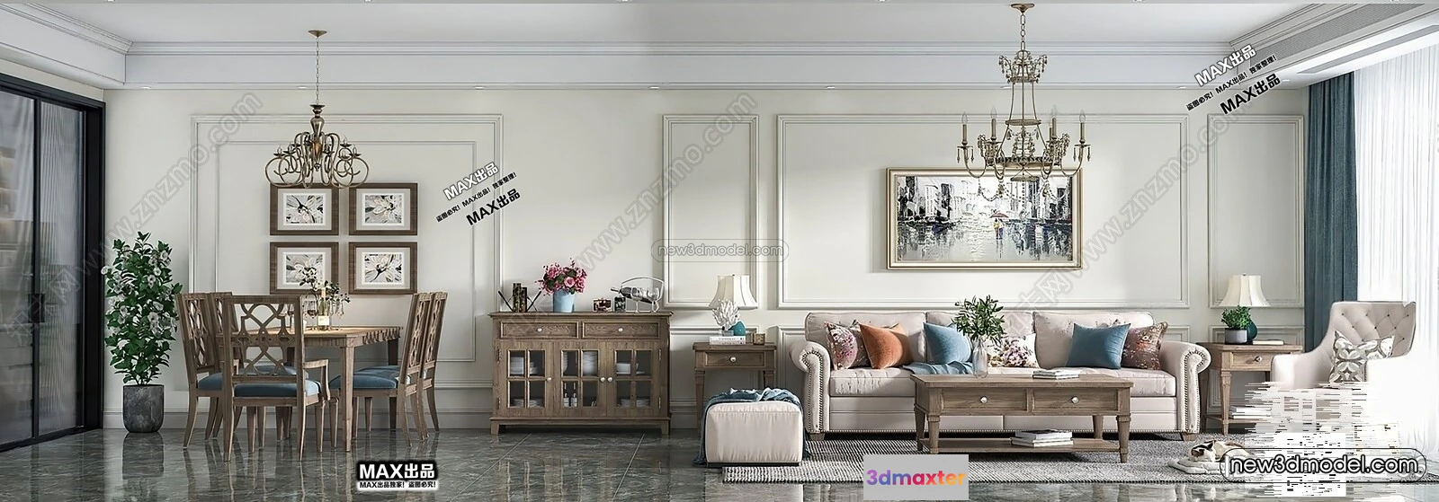 1581240 - Europe Style Interior 3D Blocks - Living Room 3D Model - 179 3D Max