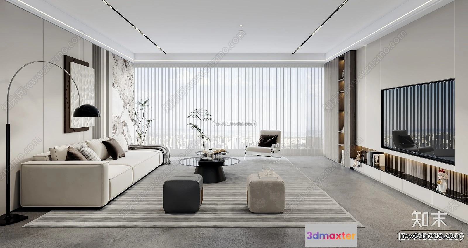 1581256 - Minimalist Style Interior 3D Blocks - Living Room 3D Model - 001 3D Max