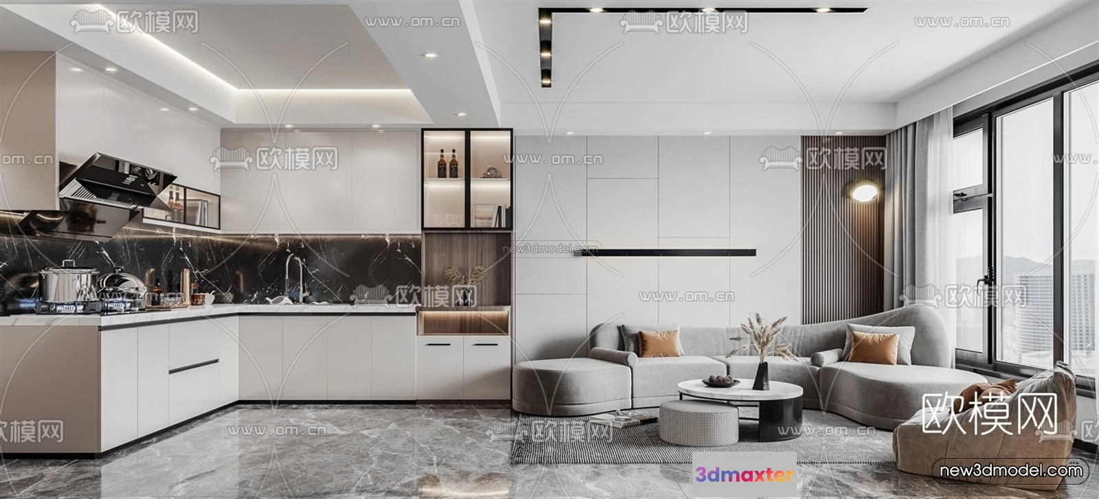 1581282 - Minimalist Style Interior 3D Blocks - Living Room 3D Model - 014 3D Max