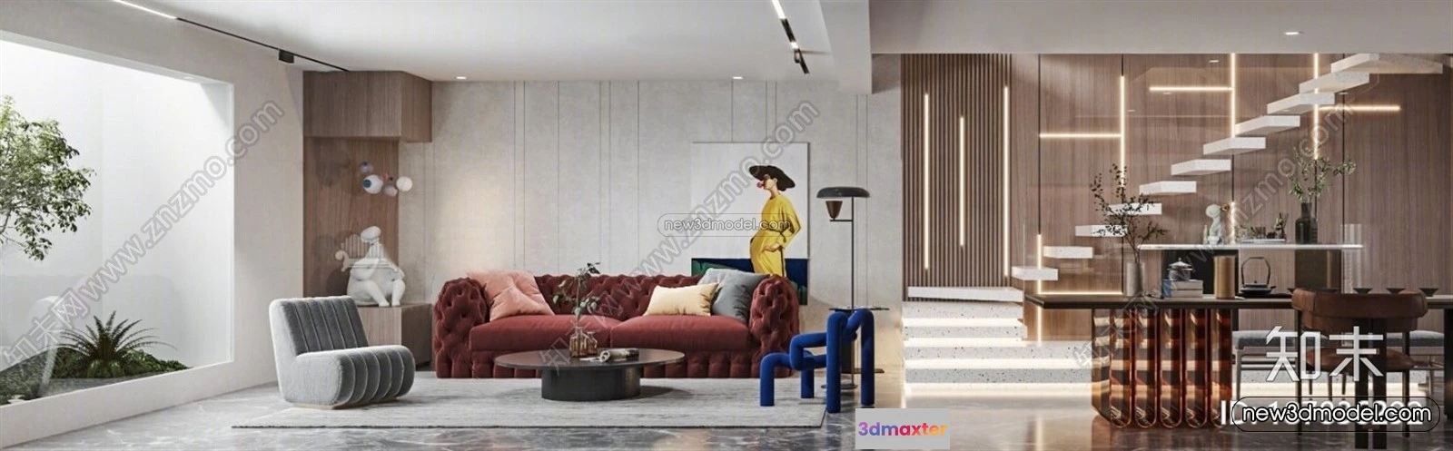 1581352 - Minimalist Style Interior 3D Blocks - Living Room 3D Model - 049 3D Max