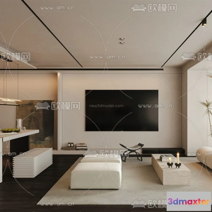 1581374 - Minimalist Style Interior 3D Blocks - Living Room 3D Model - 060 3D Max