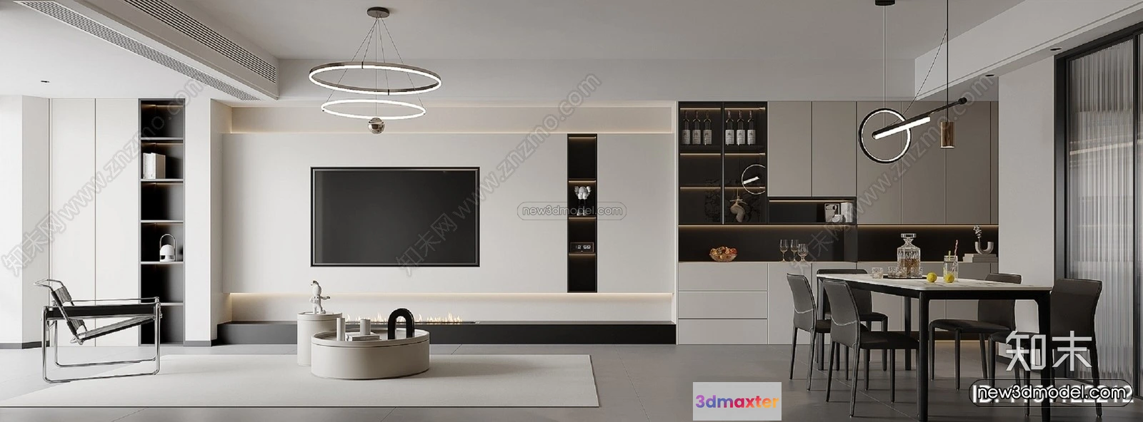 1581452 - Minimalist Style Interior 3D Blocks - Living Room 3D Model - 099 3D Max