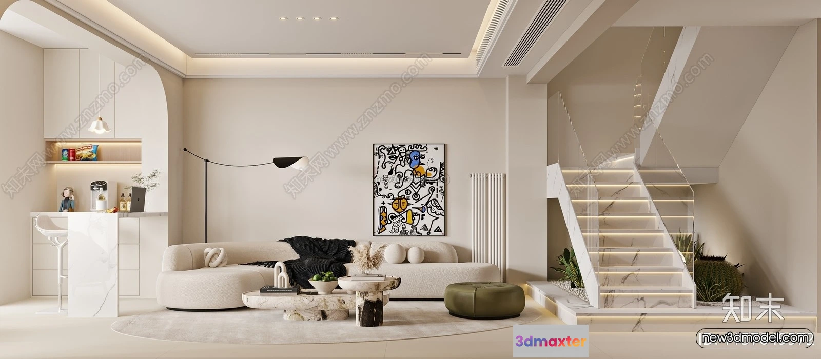 1581552 - Minimalist Style Interior 3D Blocks - Living Room 3D Model - 149 3D Max