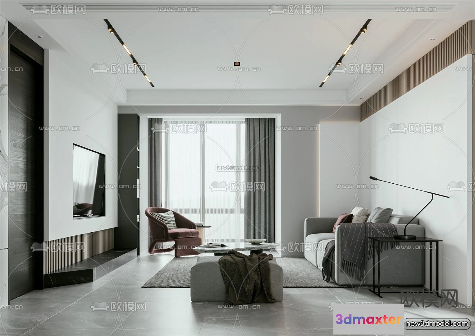 1581570 - Minimalist Style Interior 3D Blocks - Living Room 3D Model - 158 3D Max