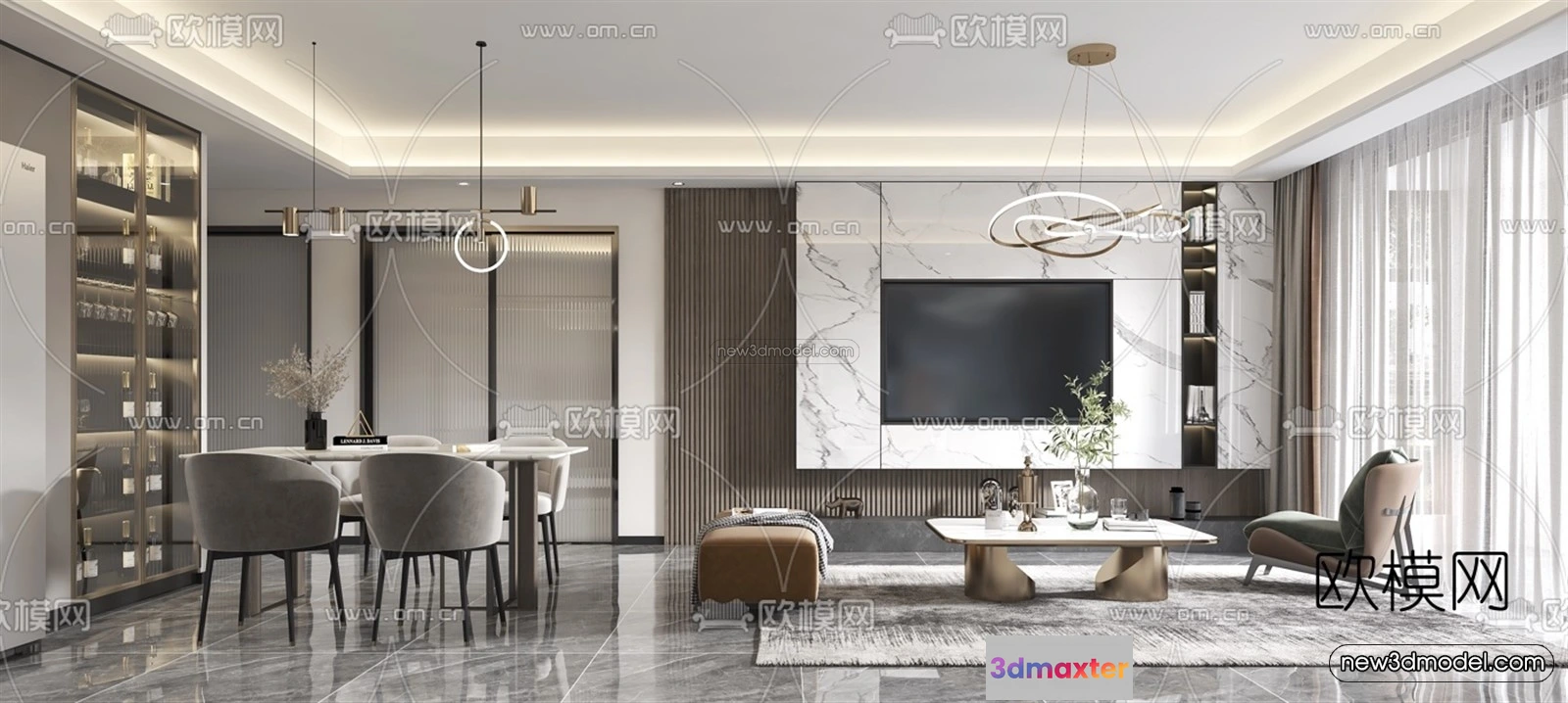 1581574 - Luxury Style Interior 3D Blocks - Living Room 3D Model - 001 3D Max