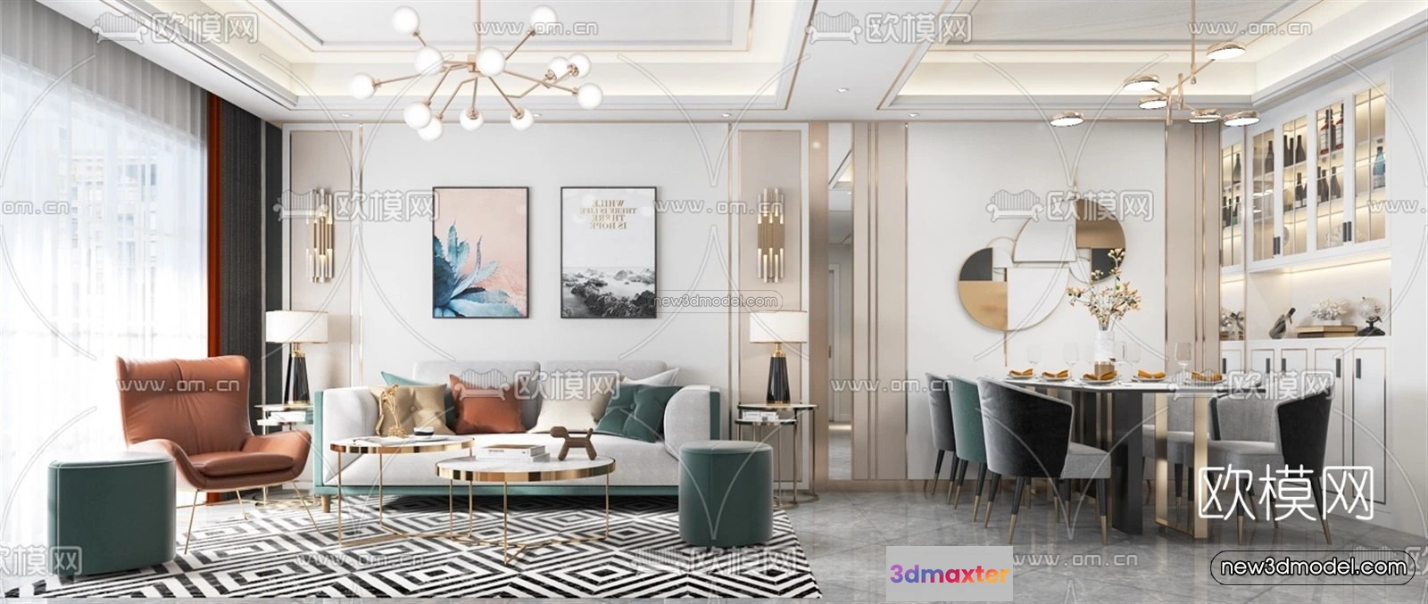 1581704 - Luxury Style Interior 3D Blocks - Living Room 3D Model - 066 3D Max