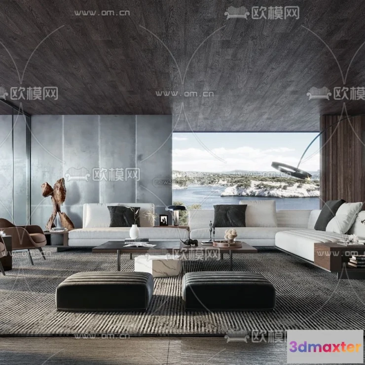 1581920 - Modern Style Interior 3D Blocks - Living Room 3D Model - 024 3D Max