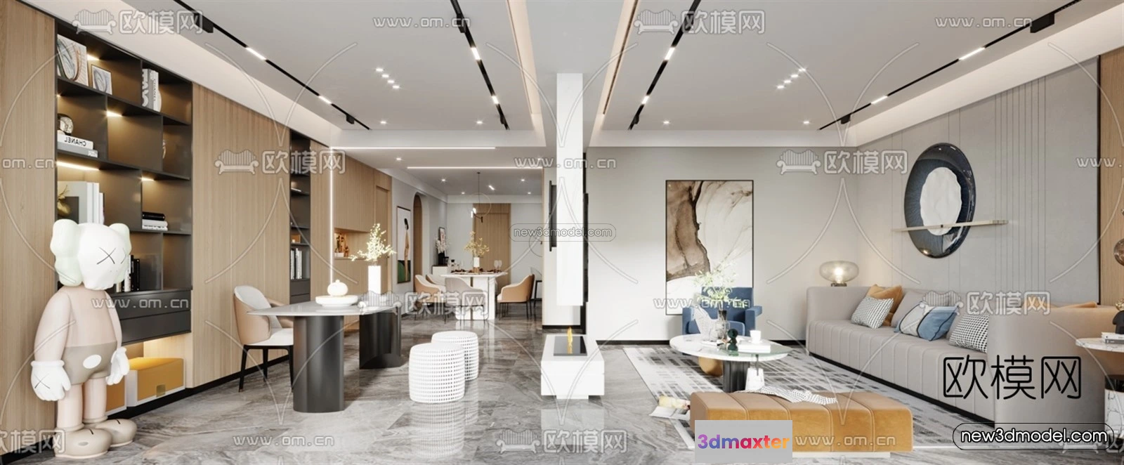 1581922 - Modern Style Interior 3D Blocks - Living Room 3D Model - 025 3D Max