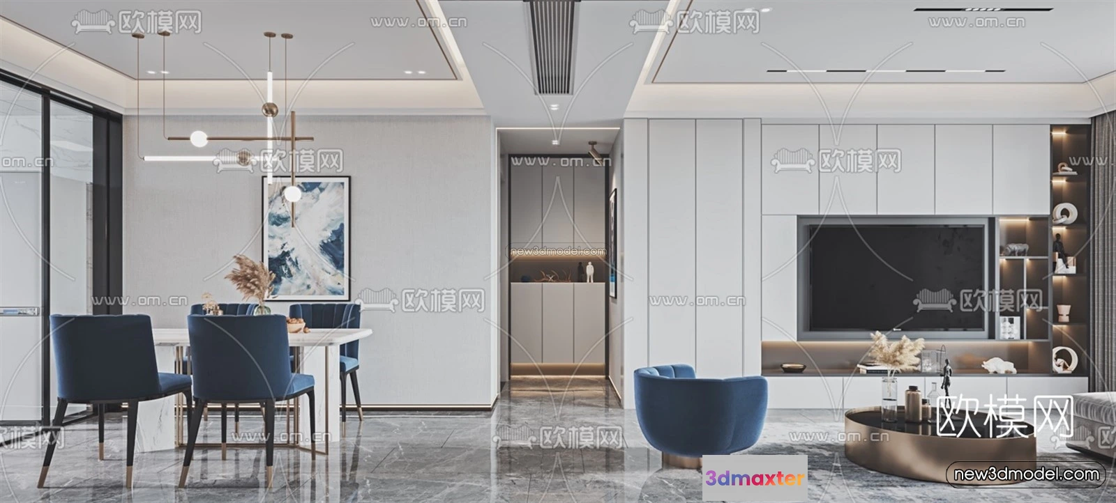 1581954 - Modern Style Interior 3D Blocks - Living Room 3D Model - 041 3D Max