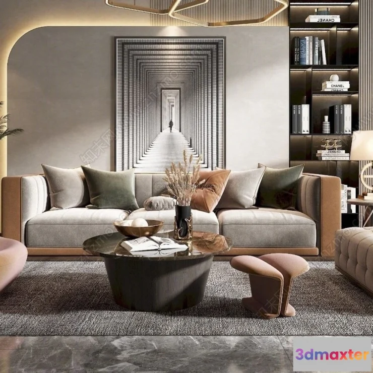 1581966 - Modern Style Interior 3D Blocks - Living Room 3D Model - 047 3D Max