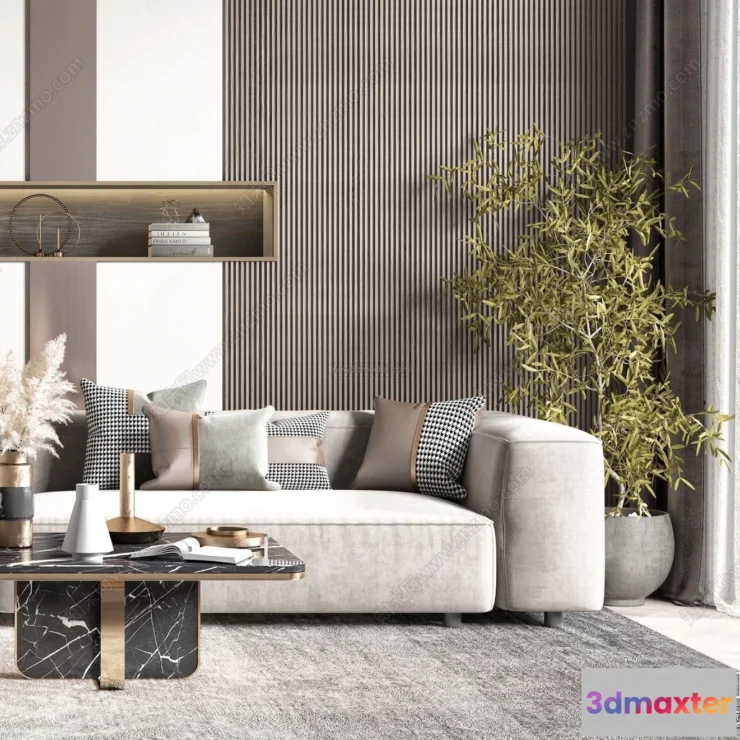 1581968 - Modern Style Interior 3D Blocks - Living Room 3D Model - 048 3D Max