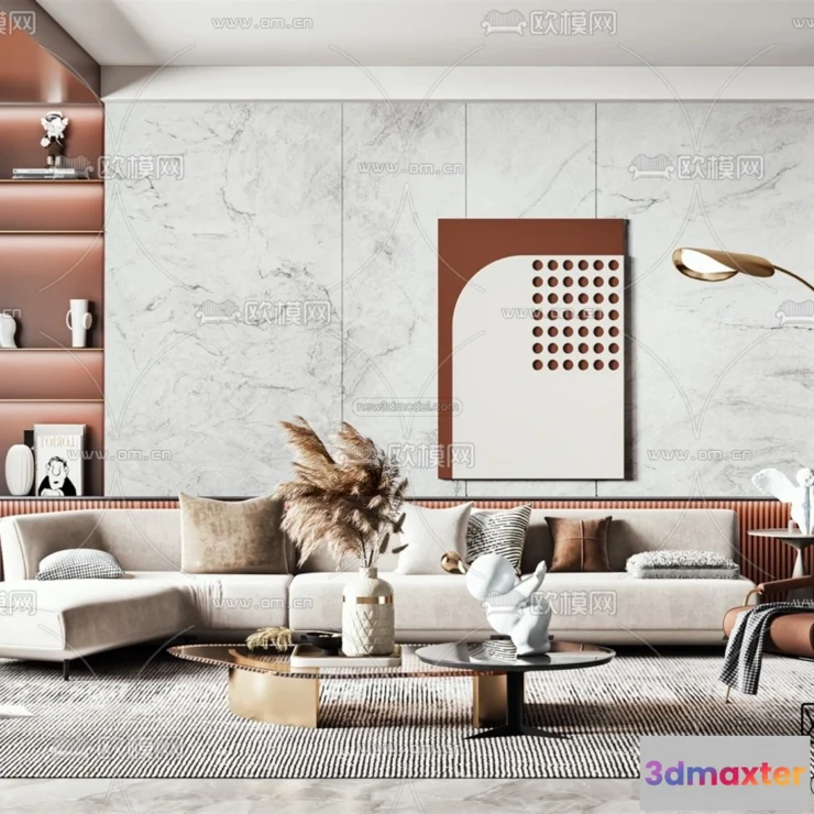 1581982 - Modern Style Interior 3D Blocks - Living Room 3D Model - 055 3D Max