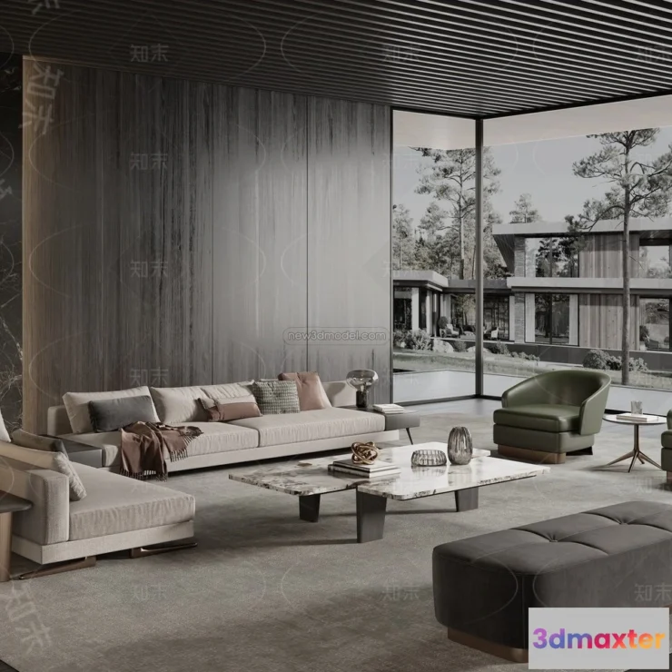 1581990 - Modern Style Interior 3D Blocks - Living Room 3D Model - 059 3D Max