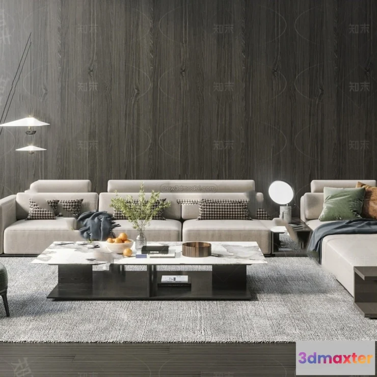 1582004 - Modern Style Interior 3D Blocks - Living Room 3D Model - 066 3D Max