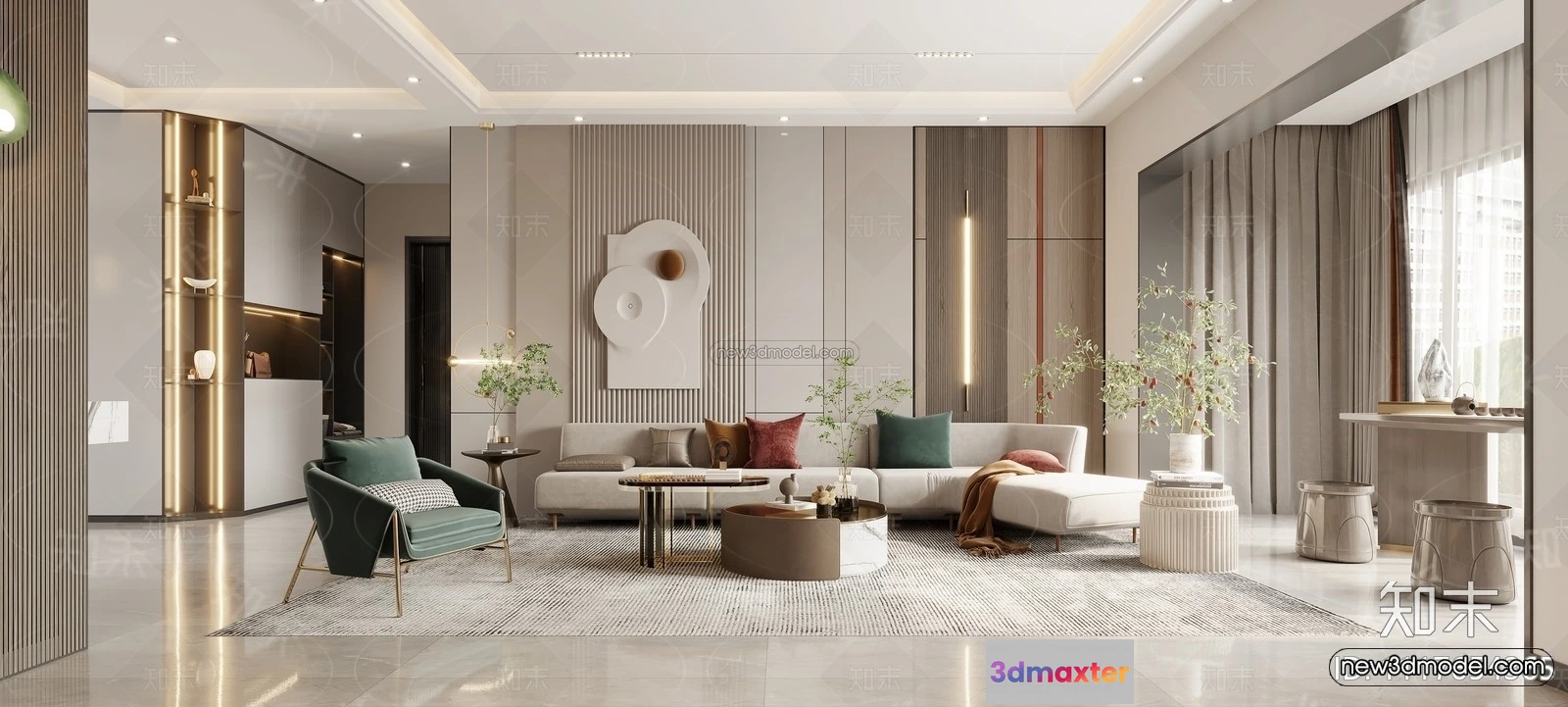 1582008 - Modern Style Interior 3D Blocks - Living Room 3D Model - 068 3D Max