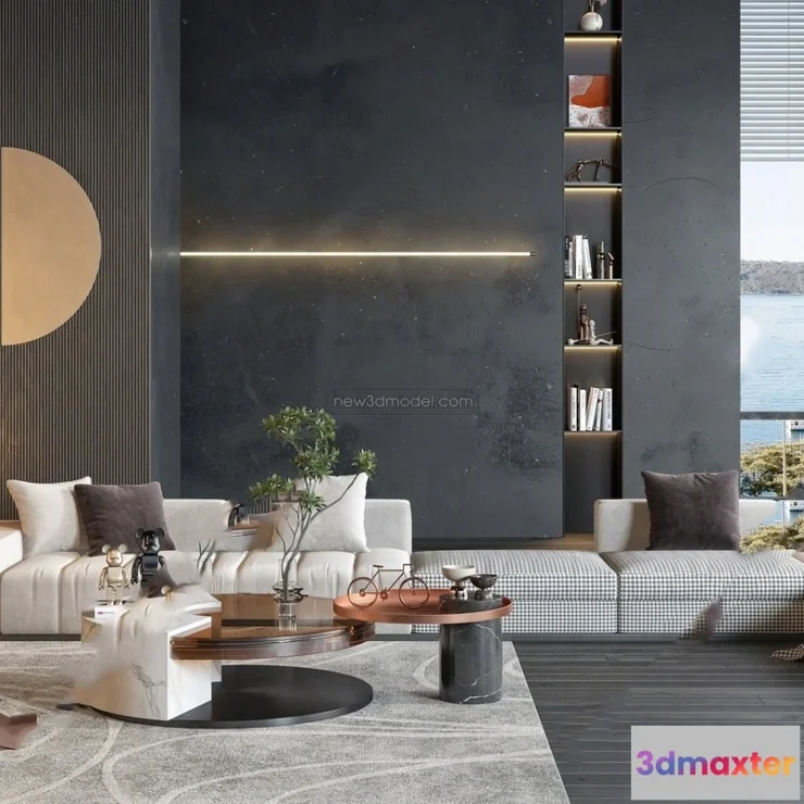 1582016 - Modern Style Interior 3D Blocks - Living Room 3D Model - 072 3D Max