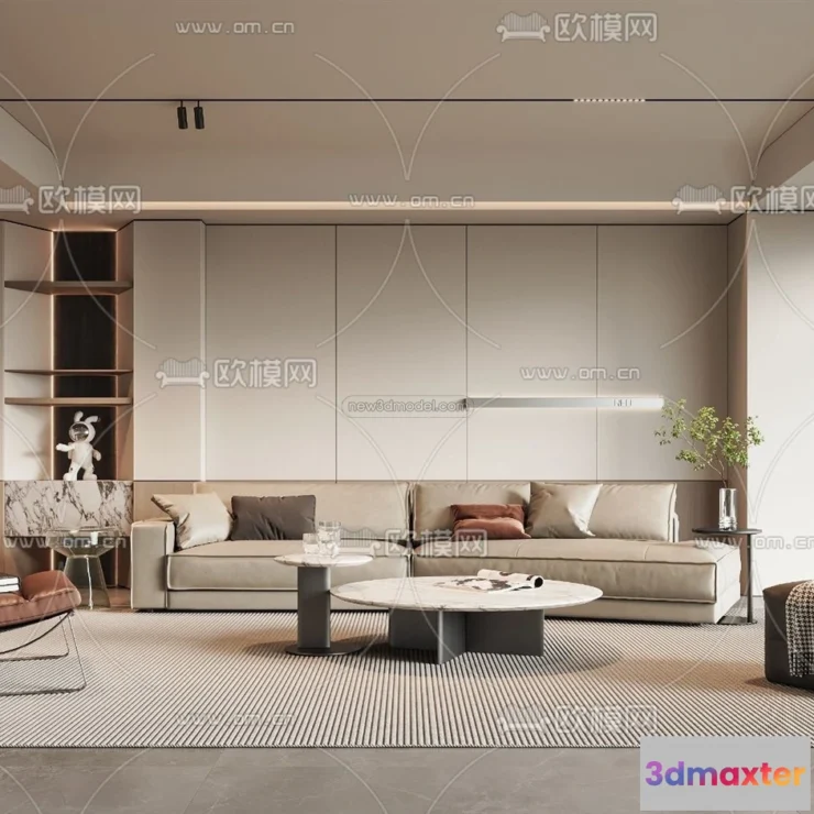 1582032 - Modern Style Interior 3D Blocks - Living Room 3D Model - 080 3D Max