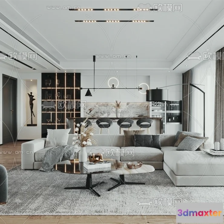 1582072 - Modern Style Interior 3D Blocks - Living Room 3D Model - 100 3D Max