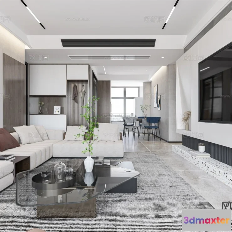 1582074 - Modern Style Interior 3D Blocks - Living Room 3D Model - 101 3D Max