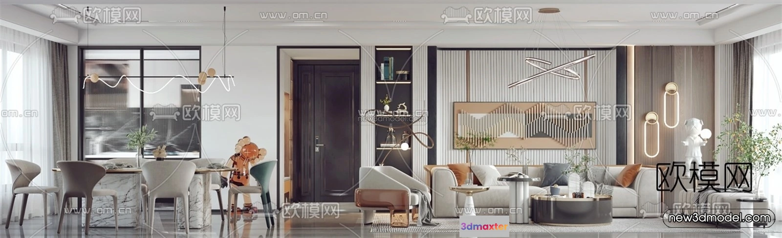 1582164 - Modern Style Interior 3D Blocks - Living Room 3D Model - 146 3D Max