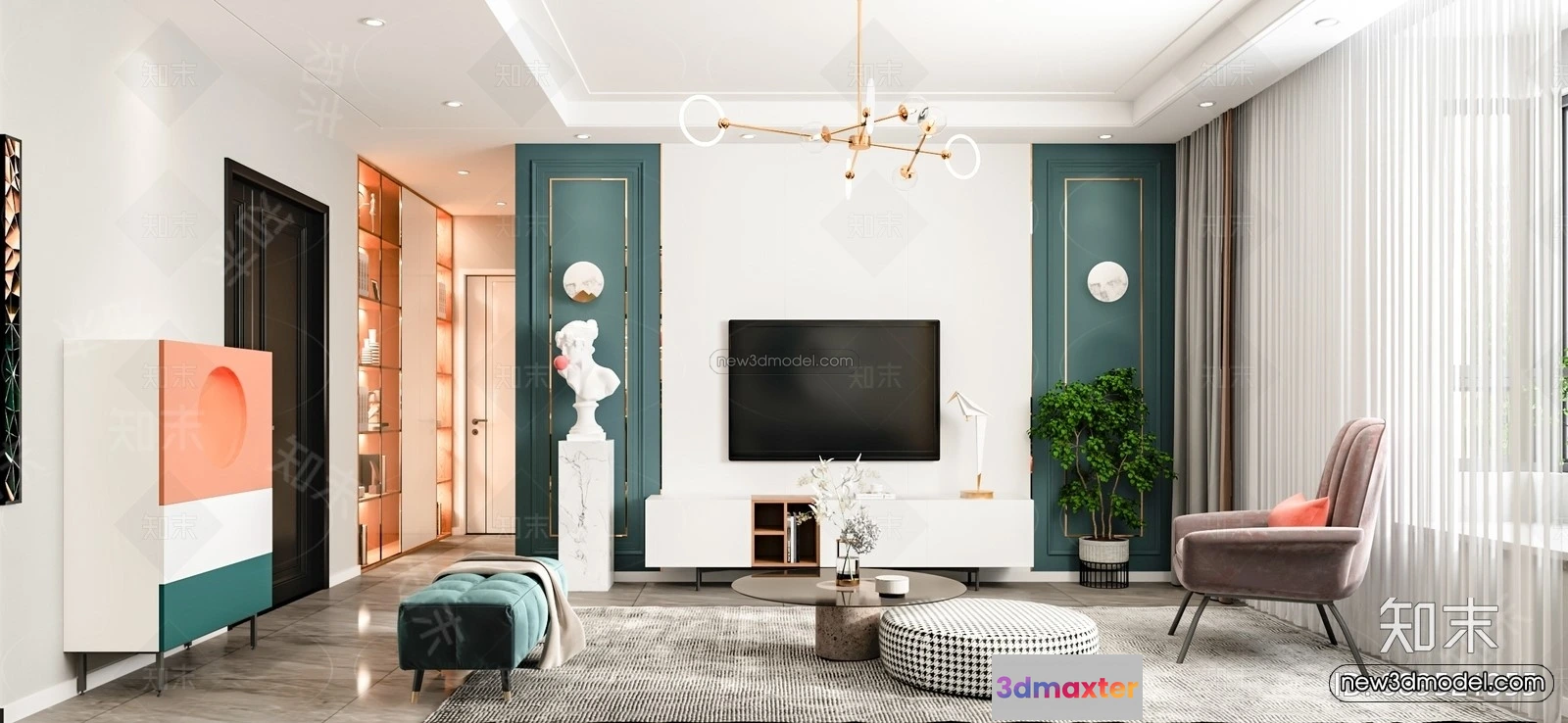 1582176 - Nordic Style Interior 3D Blocks - Living Room 3D Model - 005 3D Max