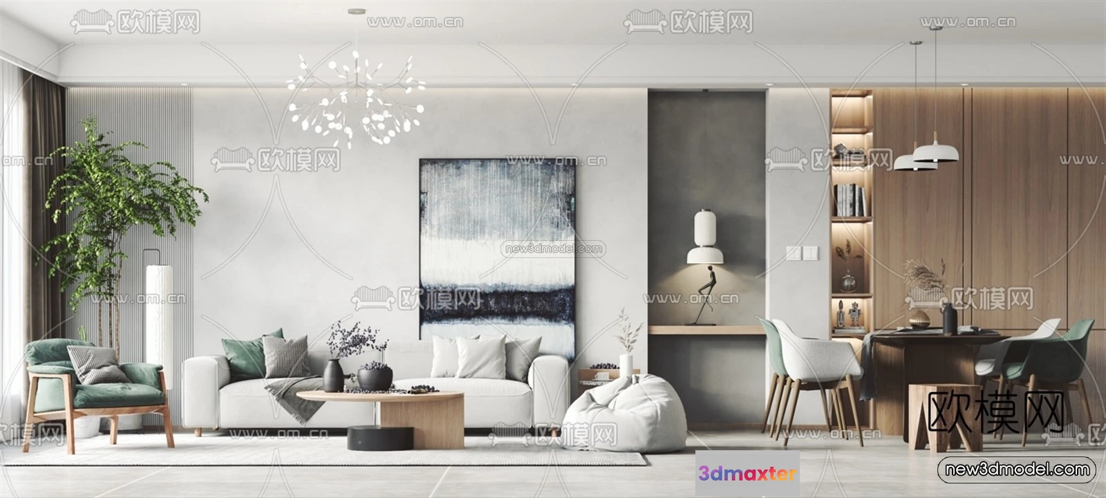 1582182 - Nordic Style Interior 3D Blocks - Living Room 3D Model - 008 3D Max