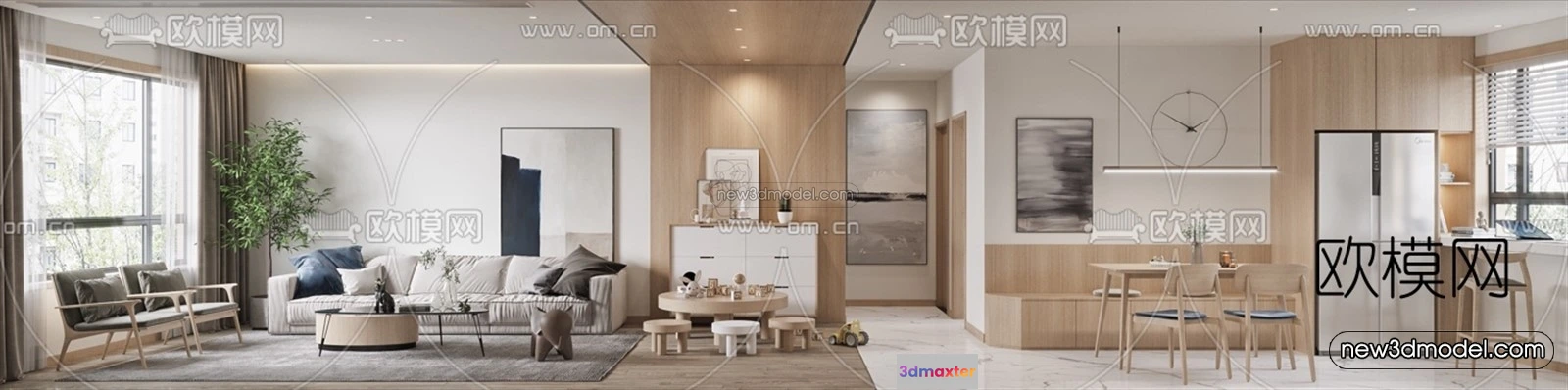 1582186 - Nordic Style Interior 3D Blocks - Living Room 3D Model - 010 3D Max