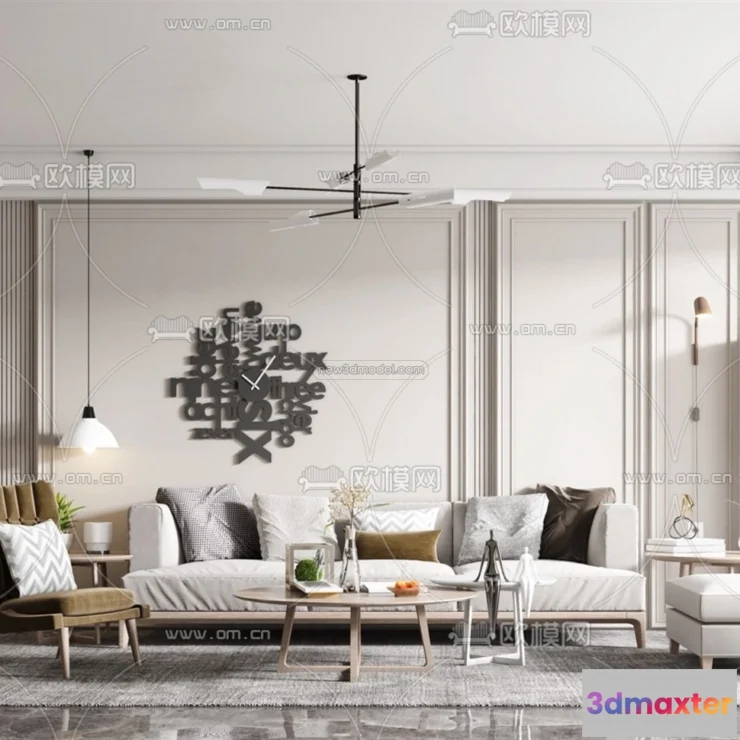 1582284 - Nordic Style Interior 3D Blocks - Living Room 3D Model - 059 3D Max