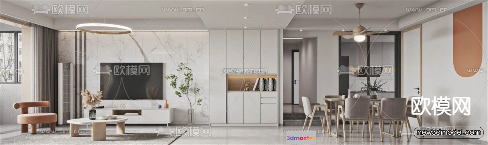 1582320 - Nordic Style Interior 3D Blocks - Living Room 3D Model - 077 3D Max