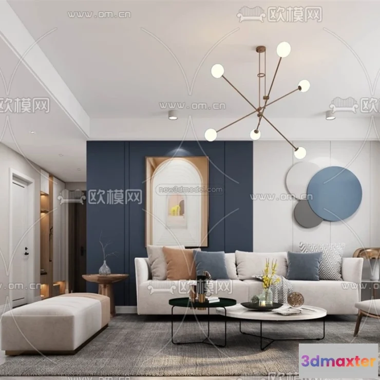 1582352 - Nordic Style Interior 3D Blocks - Living Room 3D Model - 093 3D Max