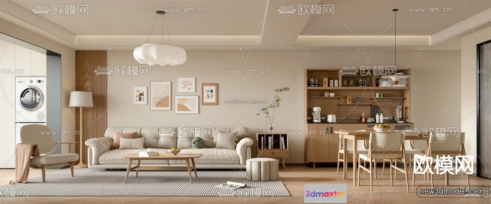 1582368 - Nordic Style Interior 3D Blocks - Living Room 3D Model - 101 3D Max