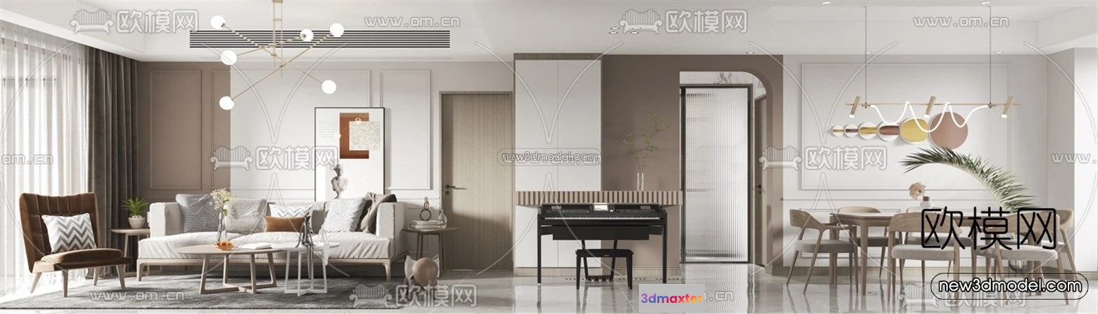 1582432 - Nordic Style Interior 3D Blocks - Living Room 3D Model - 133 3D Max