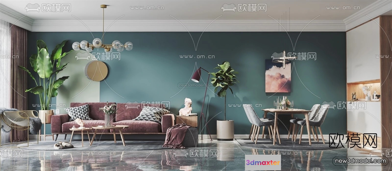 1582466 - Nordic Style Interior 3D Blocks - Living Room 3D Model - 150 3D Max