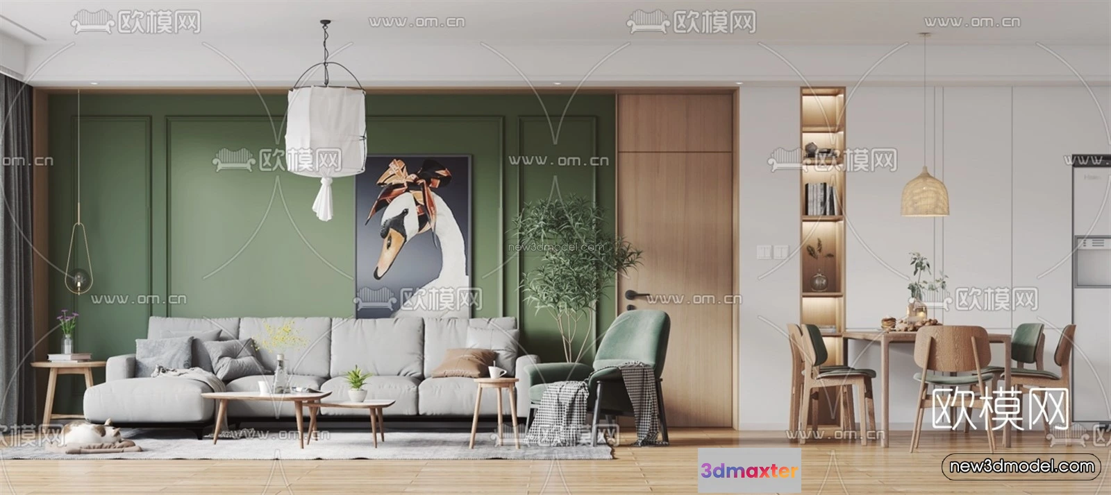 1582480 - Nordic Style Interior 3D Blocks - Living Room 3D Model - 157 3D Max