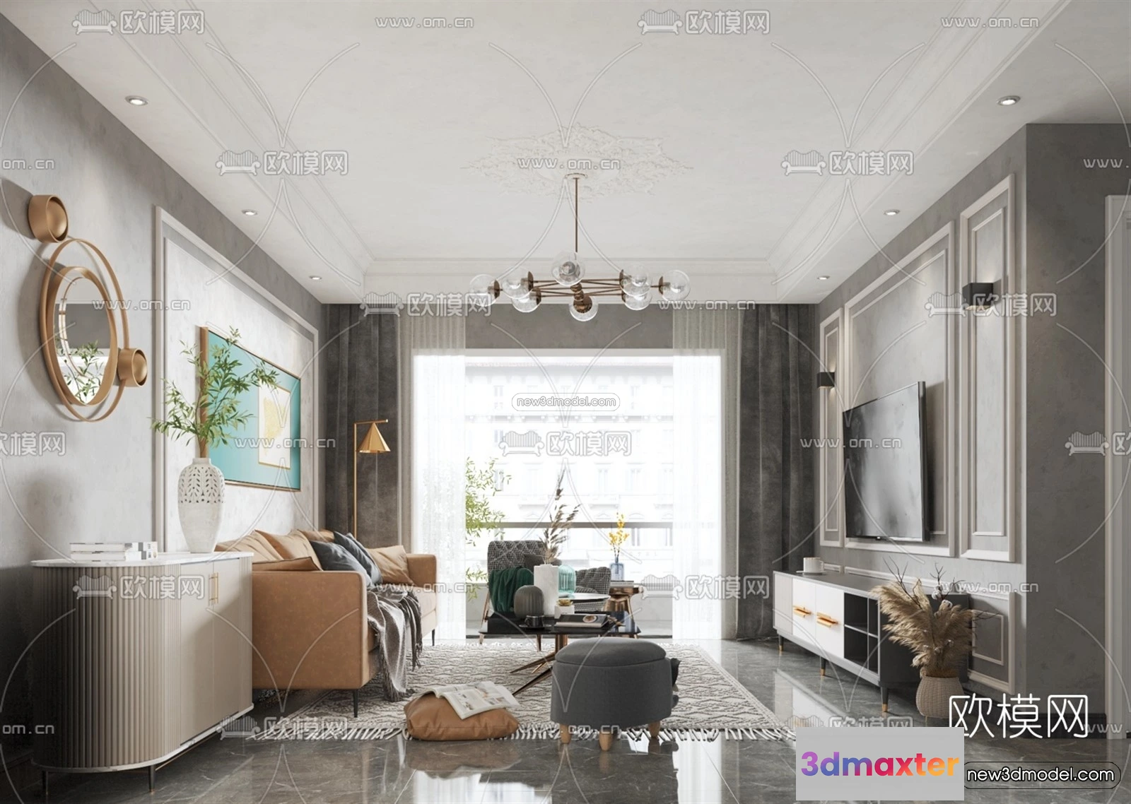 1582492 - Nordic Style Interior 3D Blocks - Living Room 3D Model - 163 3D Max