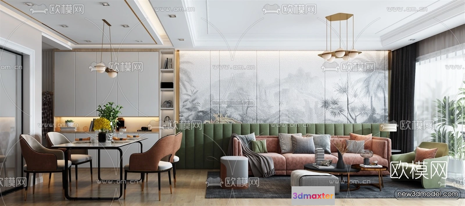 1582536 - Nordic Style Interior 3D Blocks - Living Room 3D Model - 185 3D Max