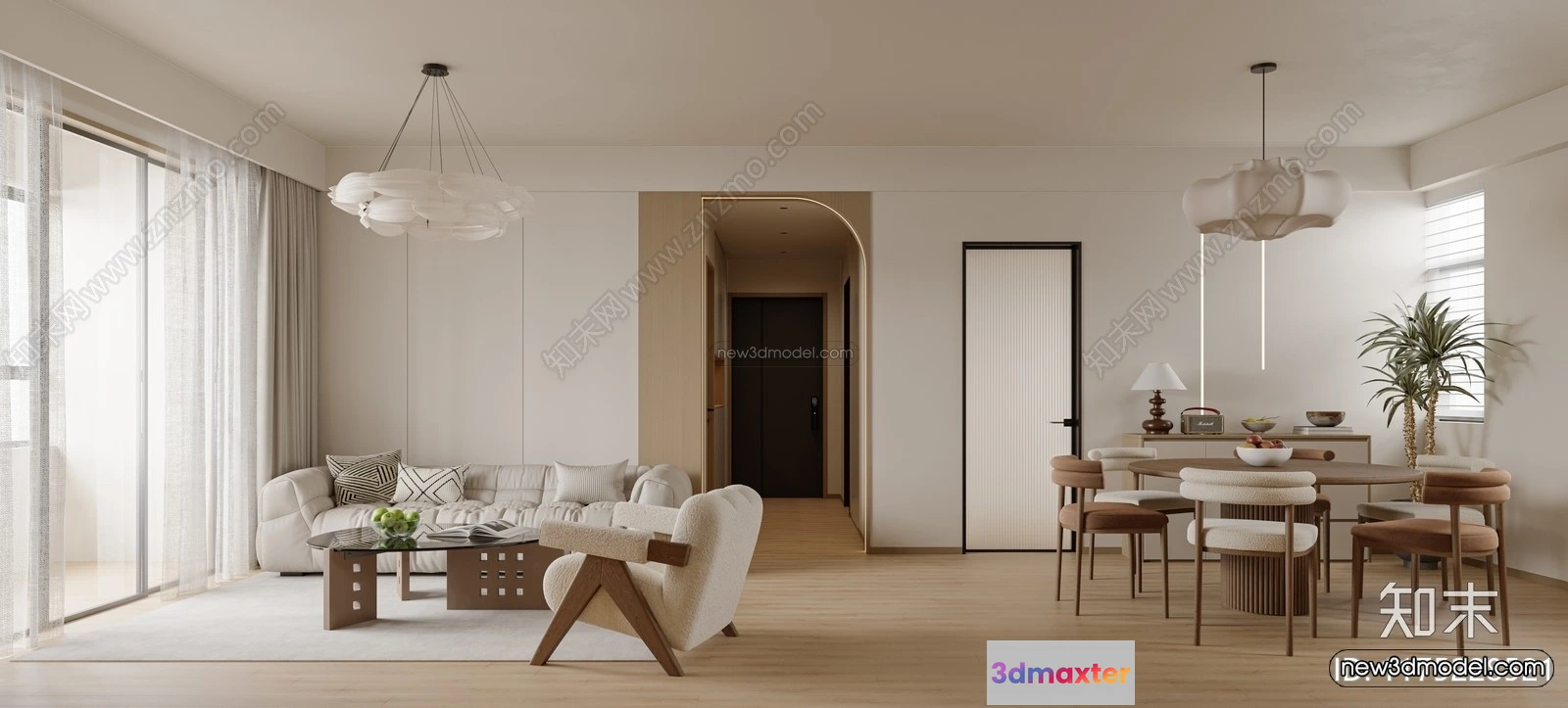 1582560 - Nordic Style Interior 3D Blocks - Living Room 3D Model - 197 3D Max