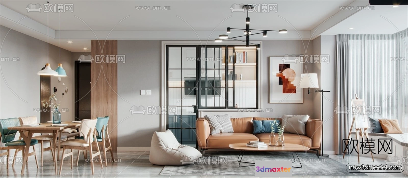 1582580 - Nordic Style Interior 3D Blocks - Living Room 3D Model - 207 3D Max