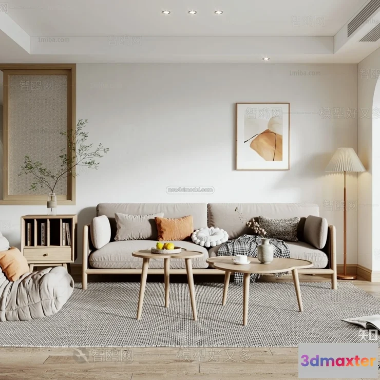 1582592 - Nordic Style Interior 3D Blocks - Living Room 3D Model - 213 3D Max