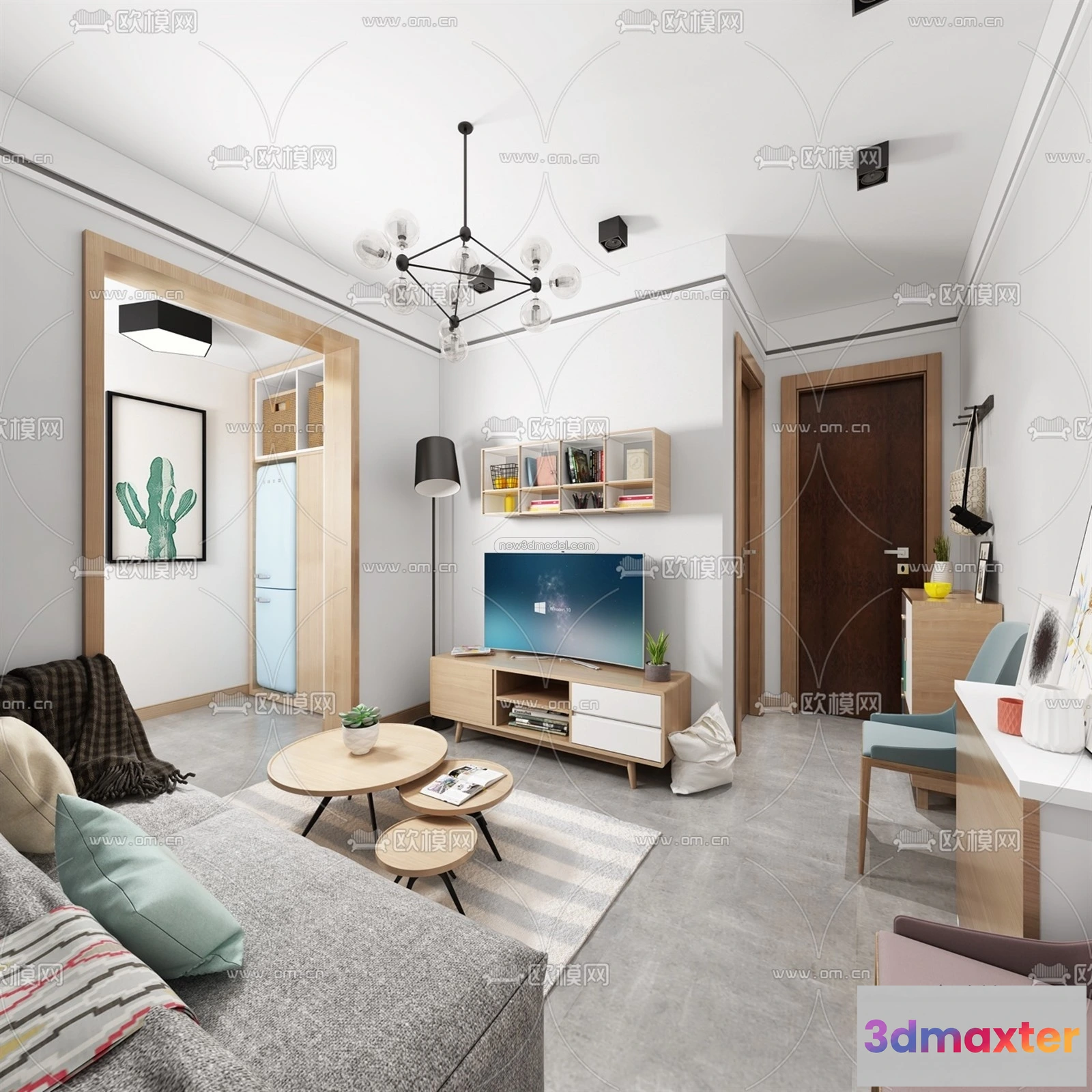 1582602 - Nordic Style Interior 3D Blocks - Living Room 3D Model - 218 3D Max