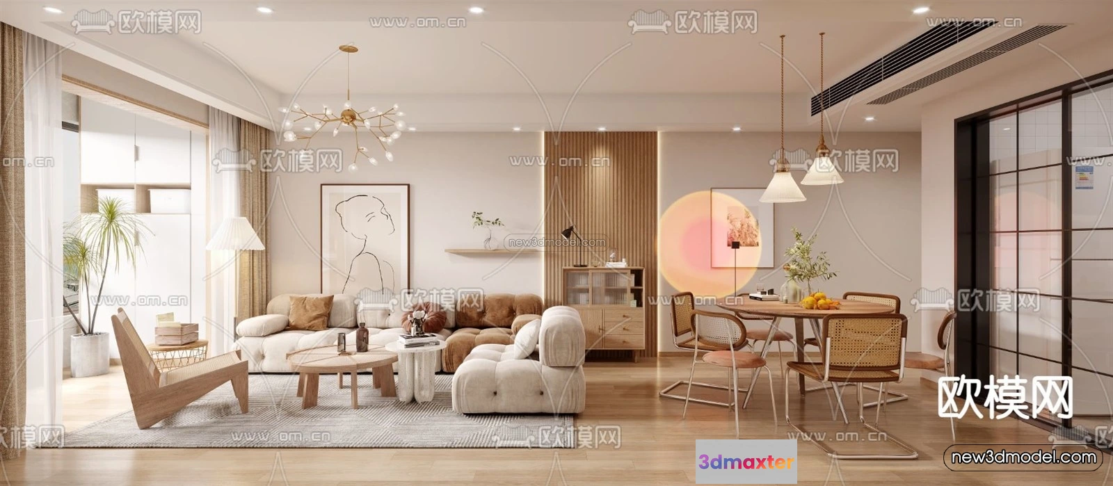 1582640 - Nordic Style Interior 3D Blocks - Living Room 3D Model - 237 3D Max