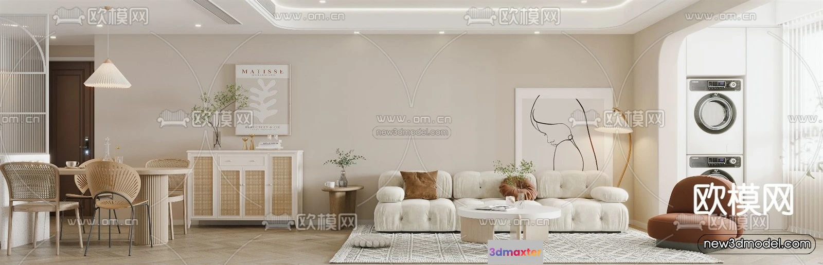 1582646 - Nordic Style Interior 3D Blocks - Living Room 3D Model - 240 3D Max