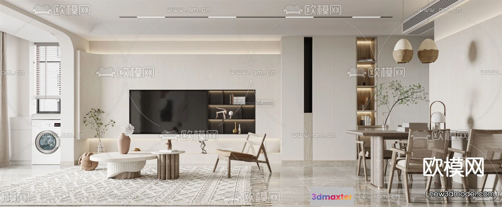 1582672 - Nordic Style Interior 3D Blocks - Living Room 3D Model - 253 3D Max