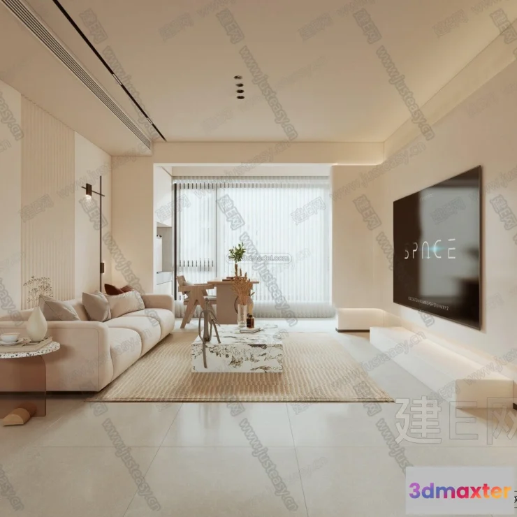 1582762 - Cream Style Interior 3D Blocks - Living Room 3D Model - 031 3D Max