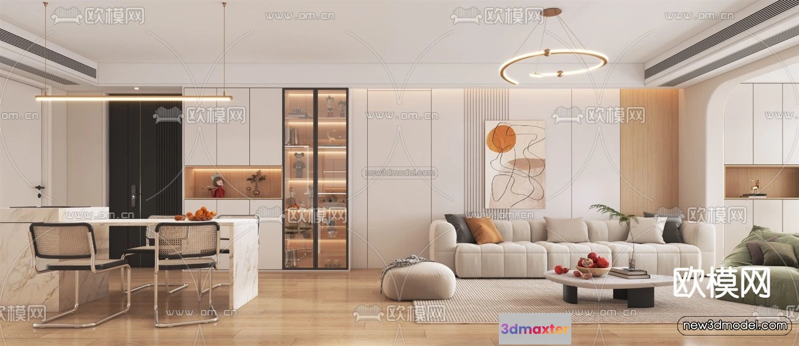 1582764 - Cream Style Interior 3D Blocks - Living Room 3D Model - 032 3D Max