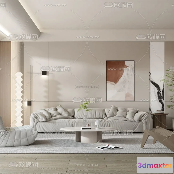 1582819 - Cream Style Interior 3D Blocks - Living Room 3D Model - 059 3D Max