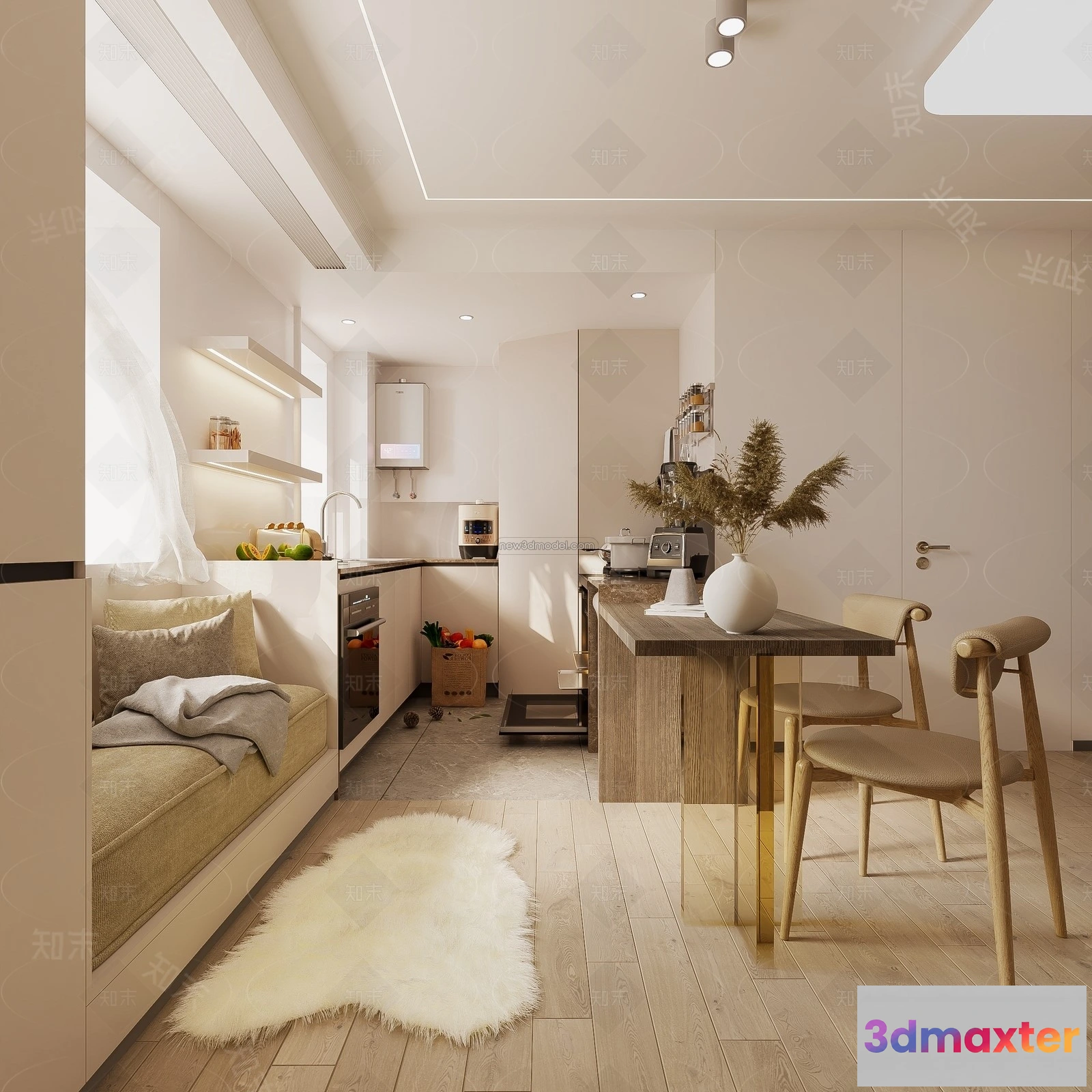 1582835 - Cream Style Interior 3D Blocks - Living Room 3D Model - 067 3D Max